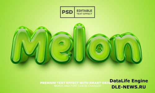 Fresh melon 3d editable text effect style premium psd