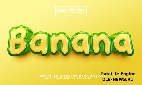 Fresh banana 3d editable text effect style premium psd