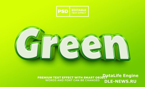 Fresh green 3d editable text effect style premium psd