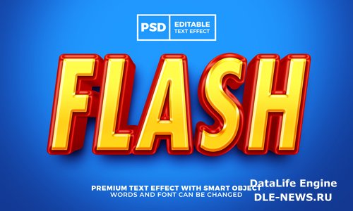 Flash hero comic cartoon 3d editable text effect premium psd