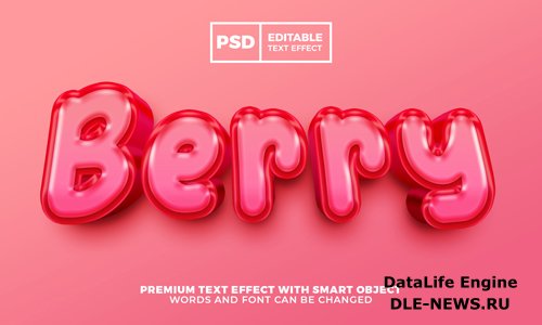 Fresh berry 3d editable text effect style premium psd