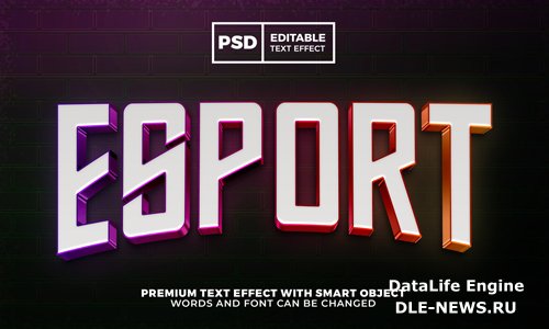 Esport team modern logo template 3d editable text effect premium psd