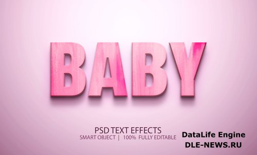 Cute baby pink psd editable text effect psd