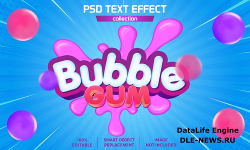 Bubble gum splash text effect psd