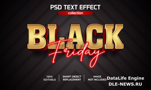 Black friday gold red neon text effect psd