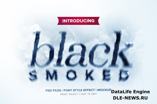Black smoked text effect psd