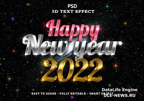 3d new year text style effect psd