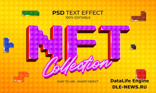 Nft block collection text effect psd