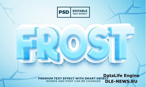 Frost ice 3d editable text effect premium psd