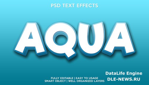 Aqua text effect premium psd