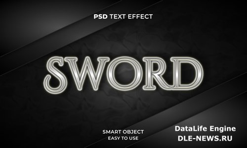 3d sword text effect template with dark color premium psd