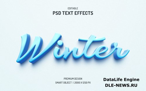 Winter text effect editable cold text style psd