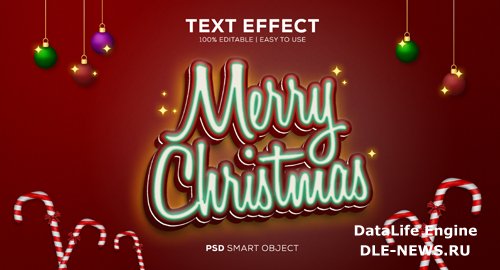 Neon christmas psd text