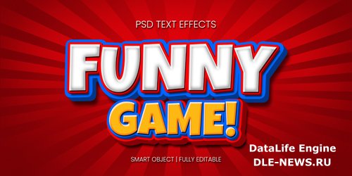 Funny game 3d text effect psd