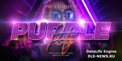 Purple party text effect psd