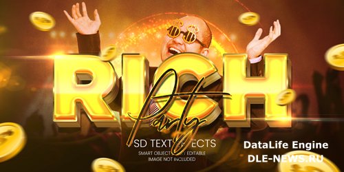 Rich party text effect psd