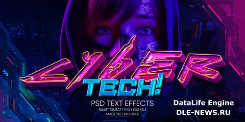 Cyber tech text effect psd