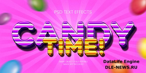 Candy time text effect psd