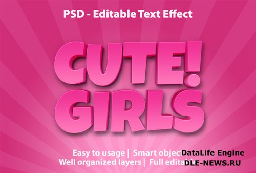 Text effect cute girls template psd