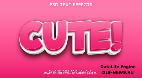 Cute text effect modern psd