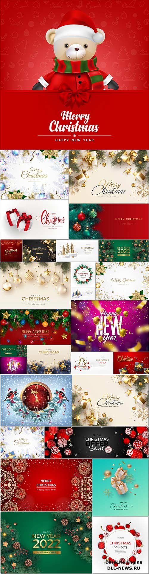 Merry christmas and happy new year greeting vector card