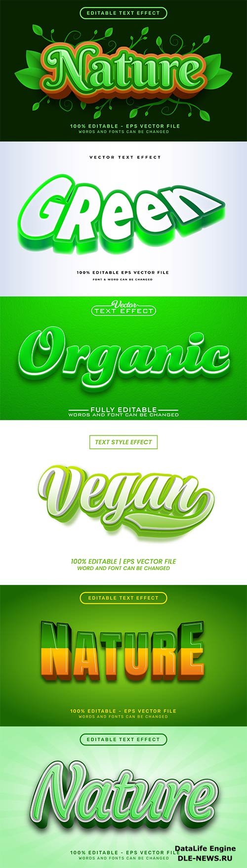 Set 3d editable text style effect vector vol 320