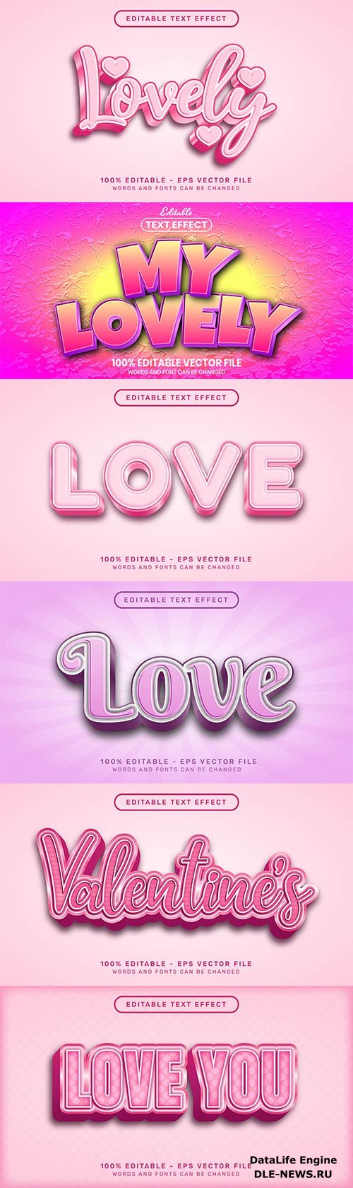 Set 3d editable text style effect vector vol 316