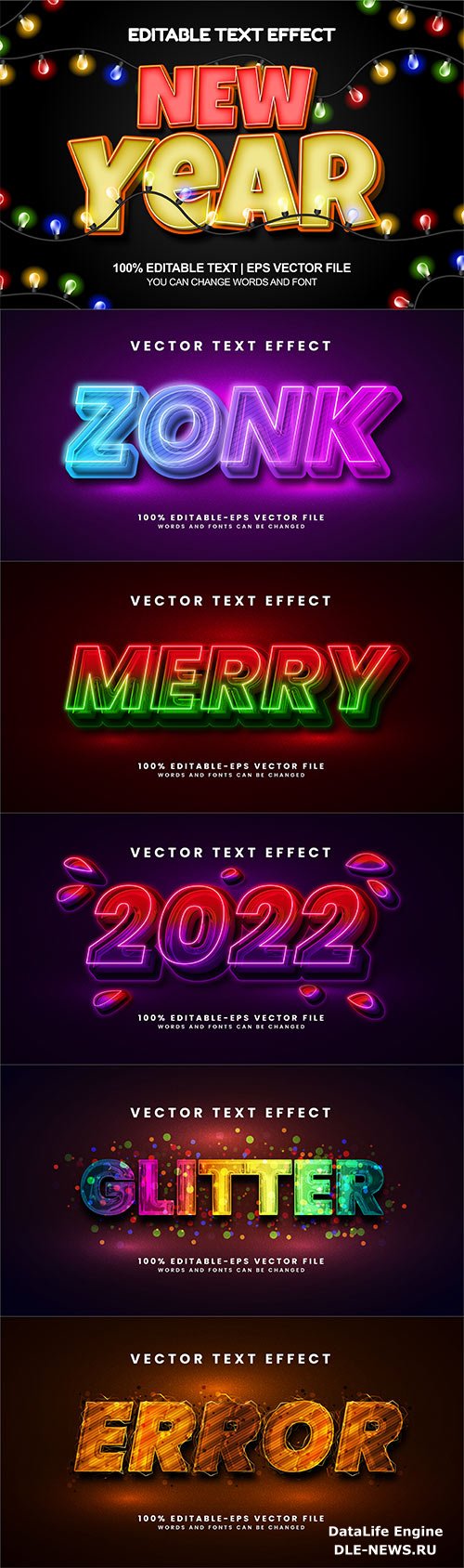 Set 3d editable text style effect vector vol 310