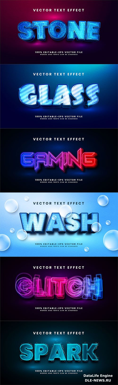 Set 3d editable text style effect vector vol 300