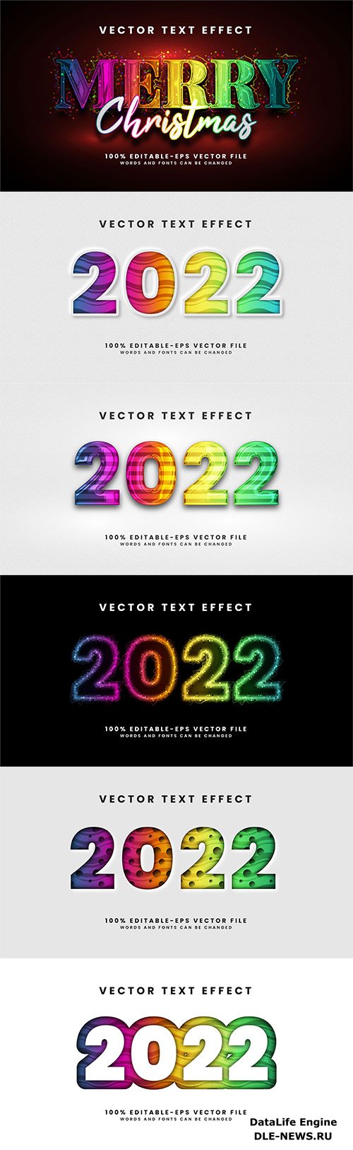 2022 glow text effect, editable text style effect with colorful theme, premium vector