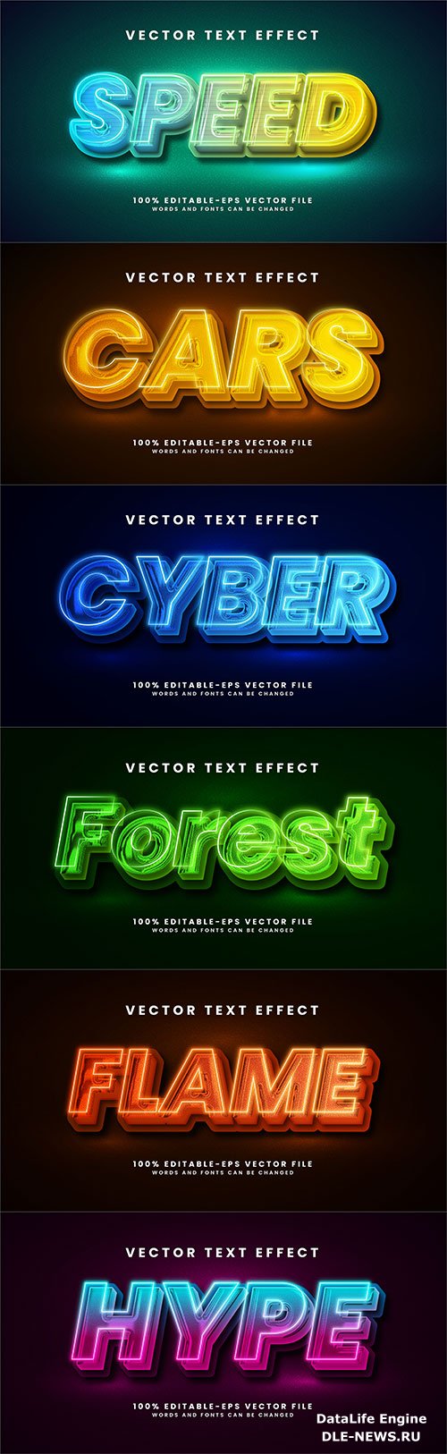 Set 3d editable text style effect vector vol 299