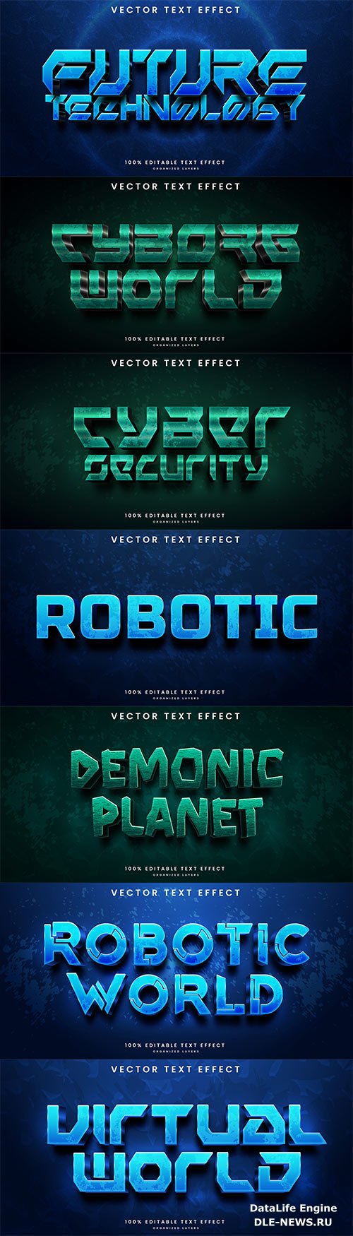 Set 3d editable text style effect vector vol 296