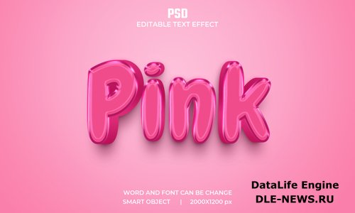 Pink 3d editable text effect premium psd with background