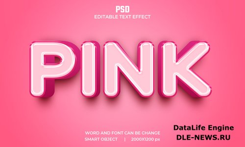 Pink 3d editable text effect premium psd