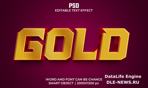 Gold 3d editable text effect premium psd