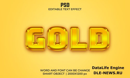 3d Gold editable text effect premium psd