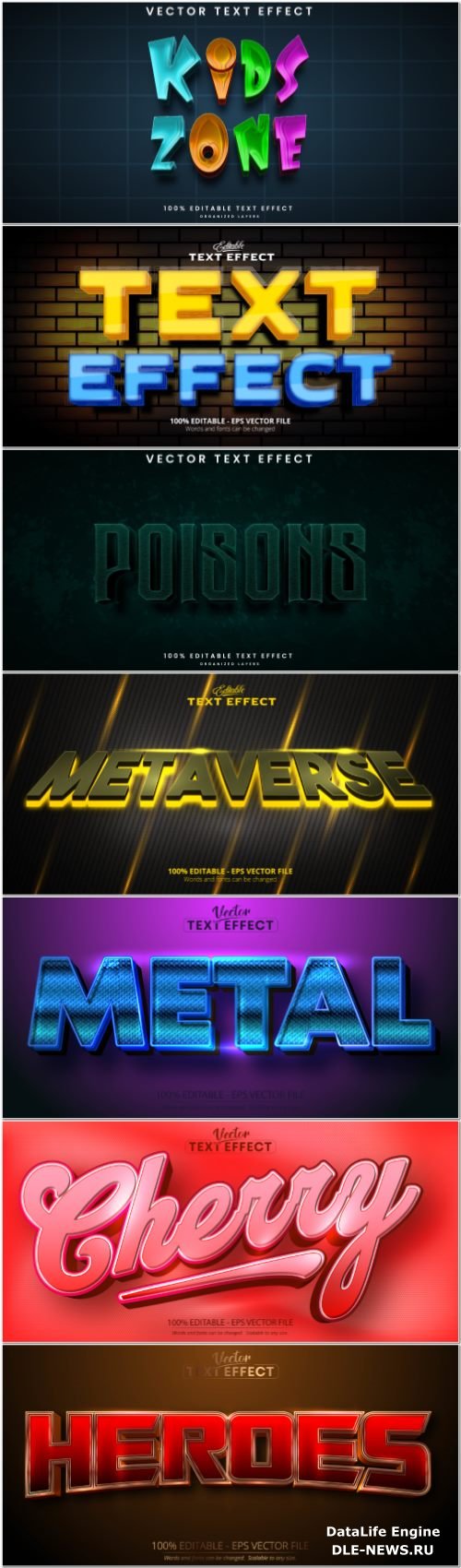 3d editable text style effect vector vol 877