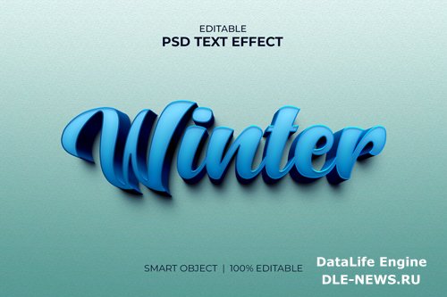 Winter editable 3d text effect mockup premium psd