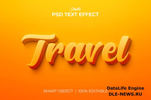 Travel editable 3d text effect premium psd