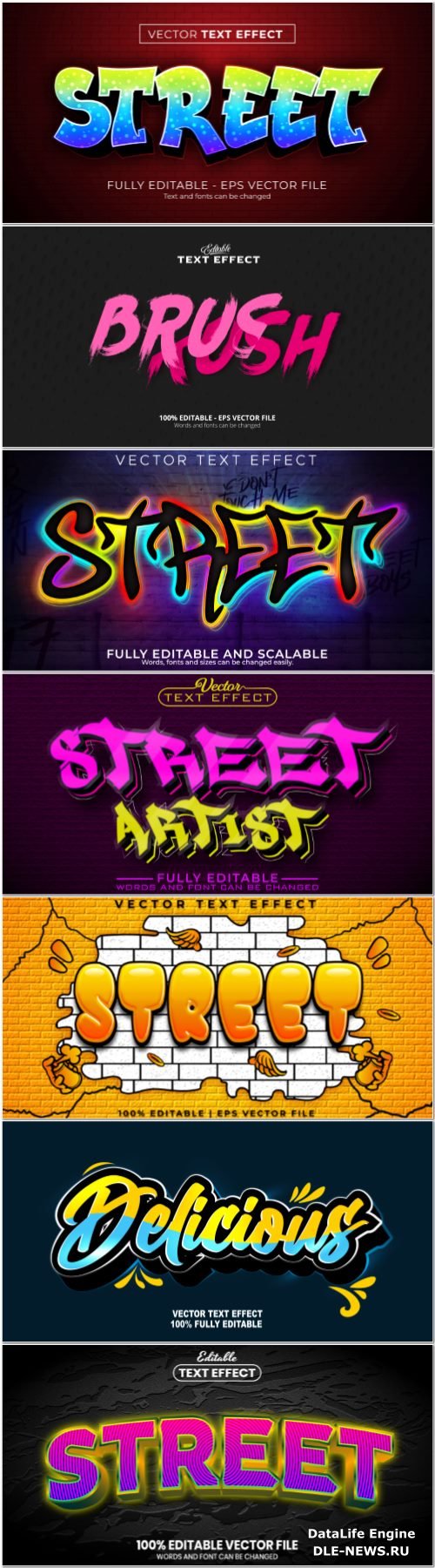 Set 3d editable text style effect vector vol 370