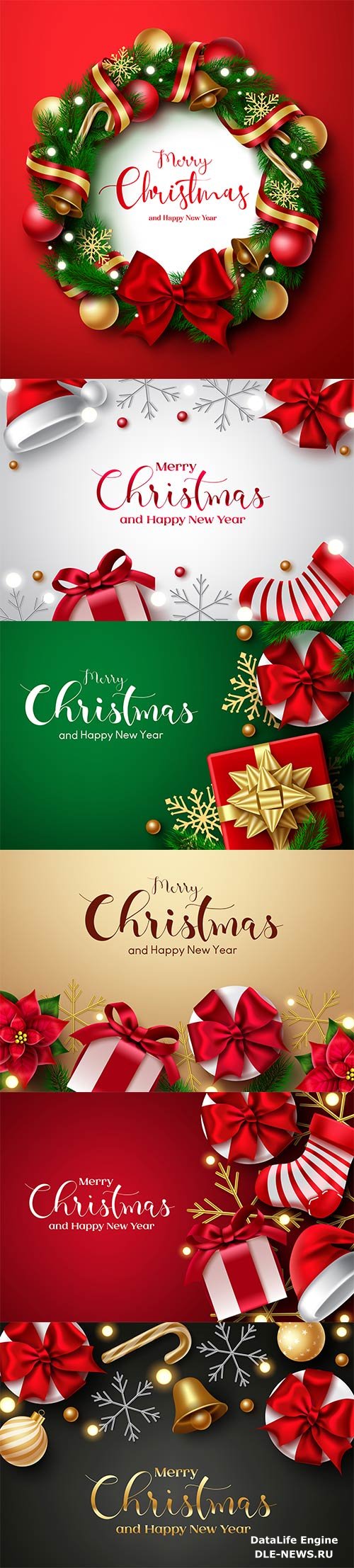 Christmas vector set merry christmas with santa claus