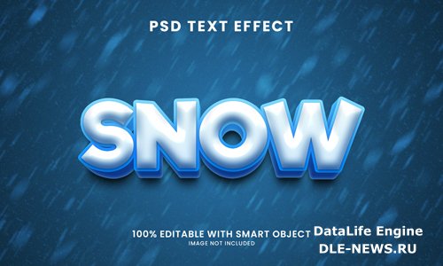 Snow 3d text effect psd