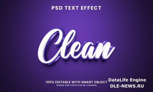 Clean 3d text effect template psd