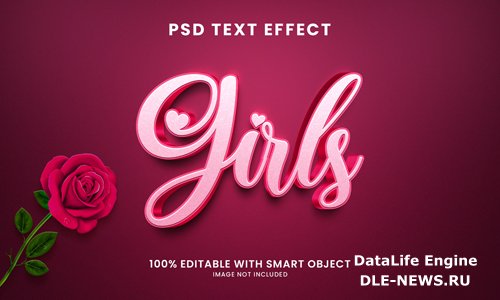 Cute girls 3d text effect psd