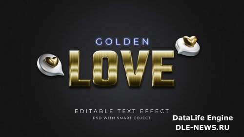 Golden love text effect psd