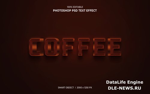 Coffee 3d editable text effect psd