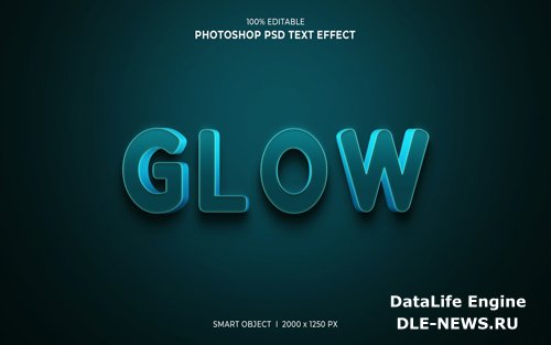 Glow 3d editable text effect psd