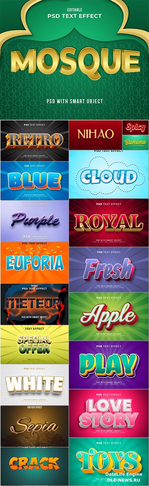 Bundle 3d text style effect in psd vol 16