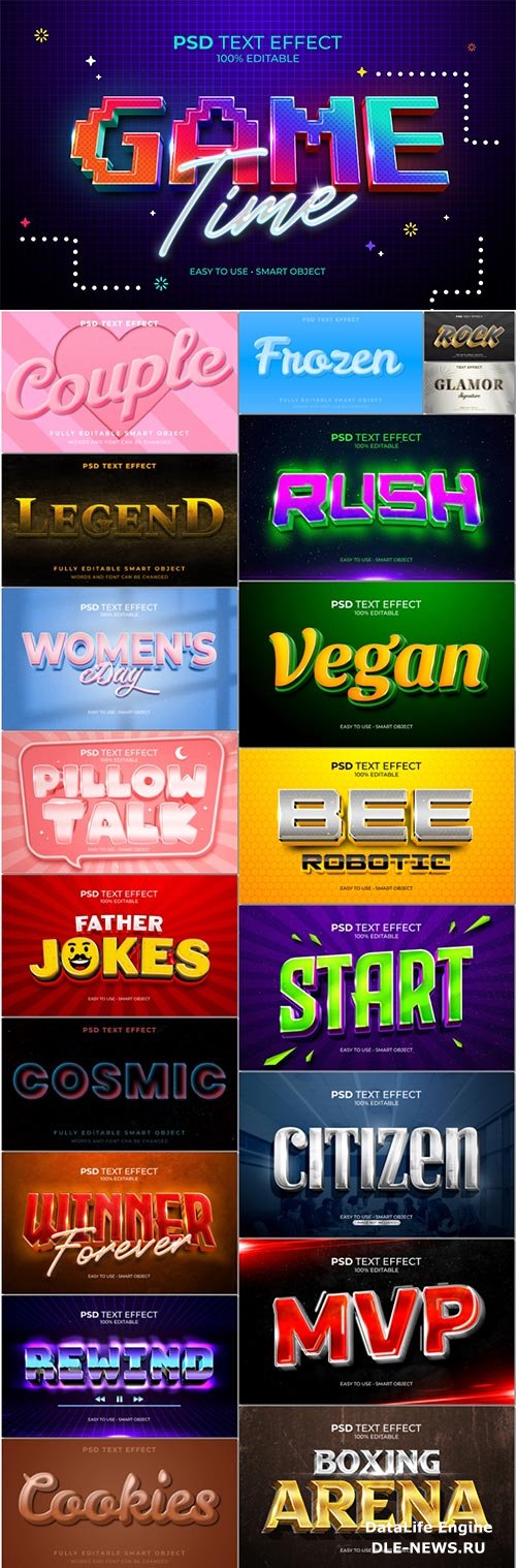 Bundle 3d text style effect in psd vol 14