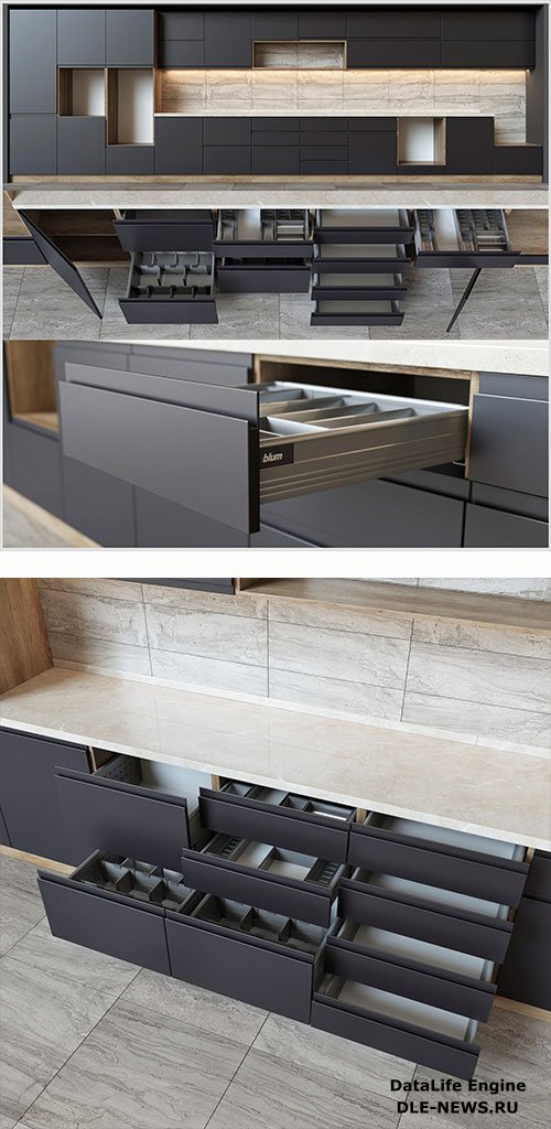 3D Models Kitchen units with accessories Blum